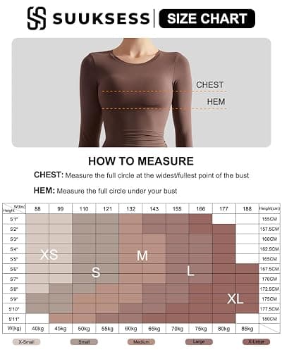 SUUKSESS Women Double Lined Fitted Basic T Shirts Crew Neck Long Sleeve Crop Top thumbnail 3