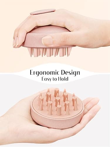 HEETA Hair Scalp Massager for Hair Growth, Shampoo Brush, Scalp Scrubber Exfoliator with Soft Silicone Bristles for Dandruff Removal to Relieve Stress, Wet Dry Use Updated Material, Pink thumbnail 3