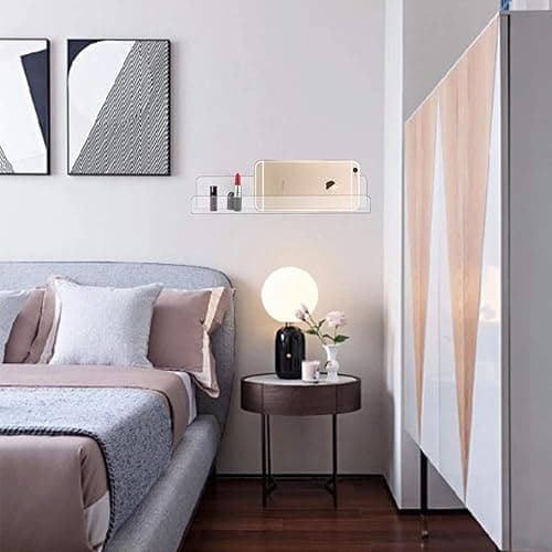 Cerpourt 8 Pack 12'' Clear Acrylic Record Display Shelf - Wall Mount and Display Your Favorite LP Records in Style thumbnail 10