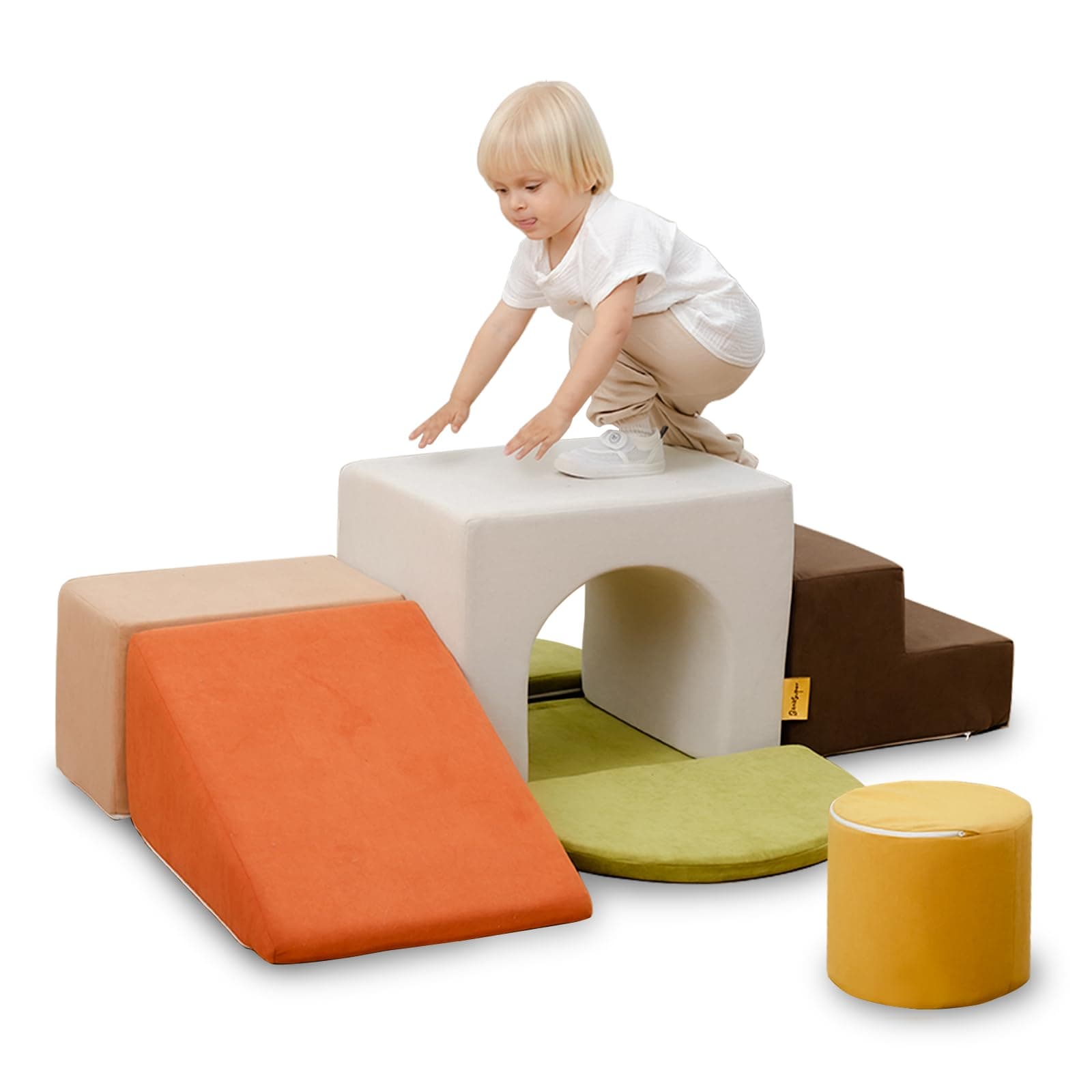 BanaSuper Kids Climbing Foam Blocks Playset - 7 Piece Toddler Climbing Toys, Indoor Gross Motor Development Montessori Gross Motor Toy for Babies & Toddlers (Colorful) - Image 1