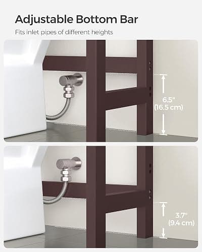 SONGMICS 3-Tier Bamboo Over The Toilet Storage, Adjustable Shelf, 66.9''H | Bathroom Organizer, Fit Most Toilets, Space-Saving, Brown, 10.2 x 24.8 x 66.9 Inches UBTS01BR thumbnail 5