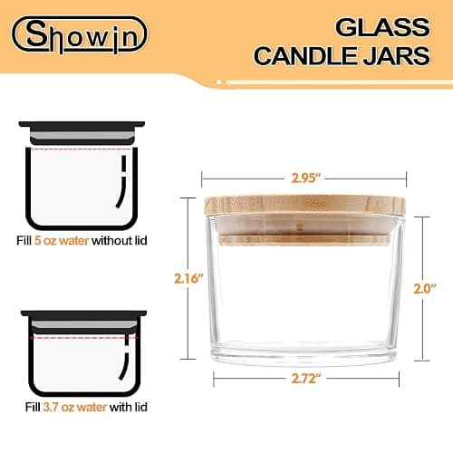 SHOWIN Thick Candle Jars for Making Candles 16 Pcs, 4 OZ Empty Jars with Wood Lids for Candle Making, Sample Container - Dishwasher Safe,Clear thumbnail 4