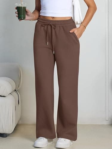 Trendy Queen Womens Wide Leg Fleece Lined Sweatpants Winter Baggy Lounge Travel Pants Fashion Outfits 2025 Joggers Clothes thumbnail 2