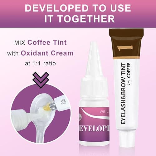 Eyelash & Eyebrow Color Kit, Professional Instant Lash & Brow Color Kit, Easy to Use with Natural Results, DIY Hair Coloring Eye Brow & Eye Lash Set for Beginner Salon Beauty 7ml (Coffee/Dark Brown) thumbnail 7