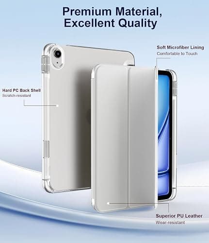 TiMOVO Case for iPad Air 11 Inch M4 2026/M3 2025/M2 2024, iPad Air 5th Generation 2022/4th Gen 2020 10.9 Inch with Pencil Holder, Stand Cover with Translucent Back, Auto Wake/Sleep, Apricot Gray thumbnail 7