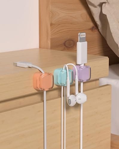 8-Pack Magnetic Cable Clips, Adjustable Cord Holder for Under Desk Cable Management, Adhesive Charger Wire Organizer Keeper for Home Office Desk Phone Car Wall Desktop Nightstand (Crystal Multicolor) - 8-Pack Crystal Multicolor thumbnail 3