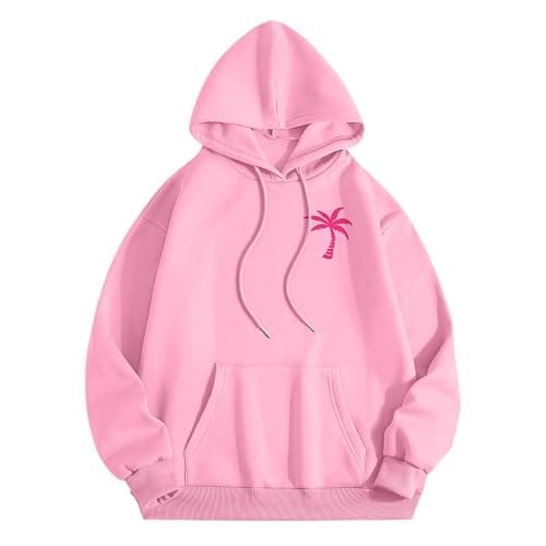 Palm Puff Hoodie for Women Teen Girls Beach Style Oversized Preppy Sweatshirt Y2K Cute Graphic Long Sleeve Tops with Pocket thumbnail 6