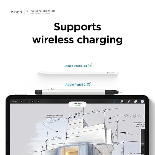 elago x MONAMI Compatible with Apple Pencil Pro Case & Apple Pencil 2nd Generation Case, Compatible with Magnetic Charging, Double Tap, Squeeze (Must Read Installation Instructions) [Black White] thumbnail 2