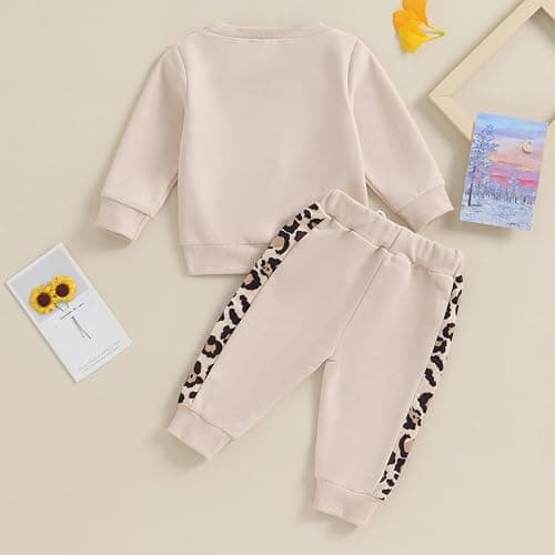 Kupretty Baby Girl Fall Winter Clothes Toddler Outfit Letters Graphic Crewneck Sweatshirts + Joggers Pants Set thumbnail 7