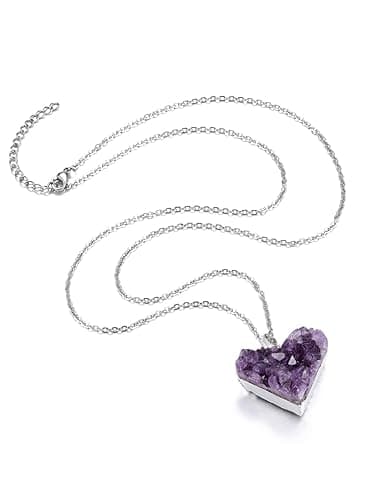 Jovivi Natural Amethyst Cluster Crystal Necklace for Women Men,Irregular Raw Rough Amethyst Quartz Stone Pendant Necklace Jewelry for Spiritual Reiki Healing,Beauty, Love and Positive Energy thumbnail 6