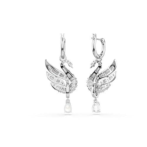 Swarovski Swan earrings, Swan, White, Rhodium finish thumbnail 4