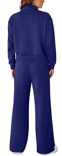 RUBZOOF Lounge Sets for Women 2 Piece Sweatsuits Fall Outfits Half Zip Sweatshirt Wide Leg Sweatpants Matching Clothing Set thumbnail 6
