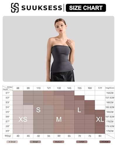 SUUKSESS Women Double Lined Going Out Trendy Tube Tops Side Split Sexy Tank Tops thumbnail 3
