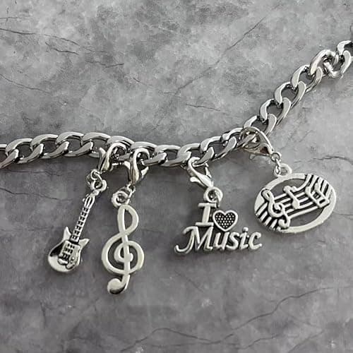 AMOBESTER Music Clip on Charms I Love Music Note Guitar Clip on Charms for Bracelet Necklace DIY Jewery Making Zipper Pull Charms thumbnail 3