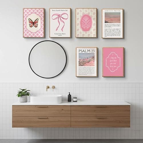 6Pcs Pink Christian Bible Verse Wall Art Floral Scripture Quotes Bow Butterfly Religious Pictures Preppy Aesthetic Prints Trendy Faith Painting for Girls Bedroom Home Decor 12x16 Inch Unframed Posters thumbnail 2