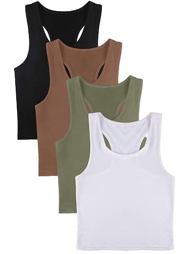 Boao 4 Pieces Basic Crop Tank Tops Sleeveless Racerback Crop Top for Women thumbnail 5