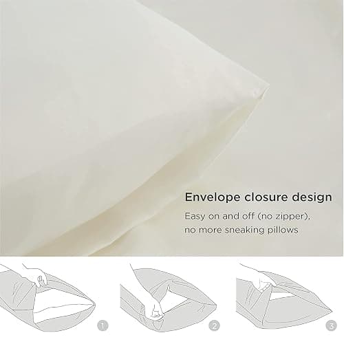 Bedsure Satin Pillowcase for Hair and Skin Queen - Ivory Silky Pillowcase 2 Pack with Envelope Closure, Similar to Silk Pillow Cases, Gifts for Women Men, 20x30 Inches, 2pcs thumbnail 5