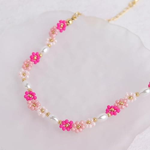 Agriajun Colorful Daisy Flower Beaded Bracelets for Women, Cute Handmade Floral Gold Beads Adjustable Bracelet Spring Boho Jewelry Gift thumbnail 5