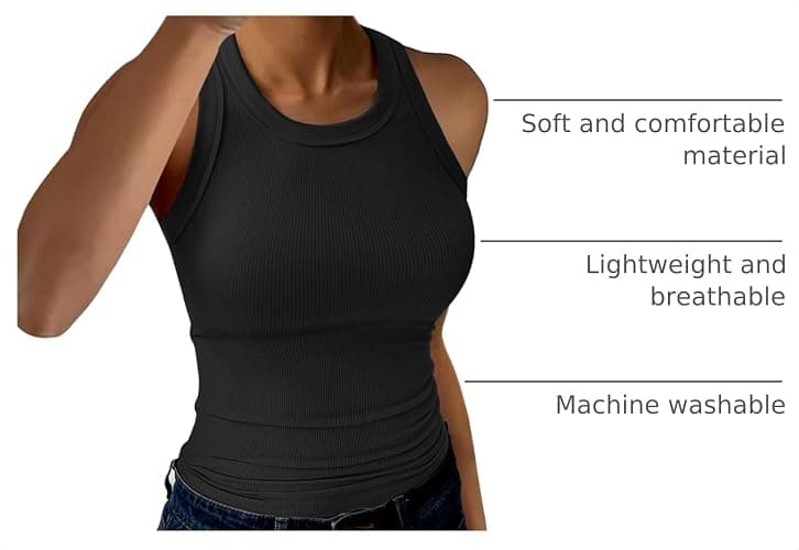 GKBK Womens Tank Tops High Neck Sleeveless Ribbed Tank Casual Basic Thick Strap Slim Fitted Racerback Shirts thumbnail 4