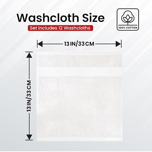 Infinitee Xclusives Luxury Wash Cloths for Showering [13x13] – 100% Cotton Washcloths [Pack of 12], Soft and Absorbent Face Towels for Bathroom Wash Clothes, Gym, and Spa (Brilliant White) thumbnail 3