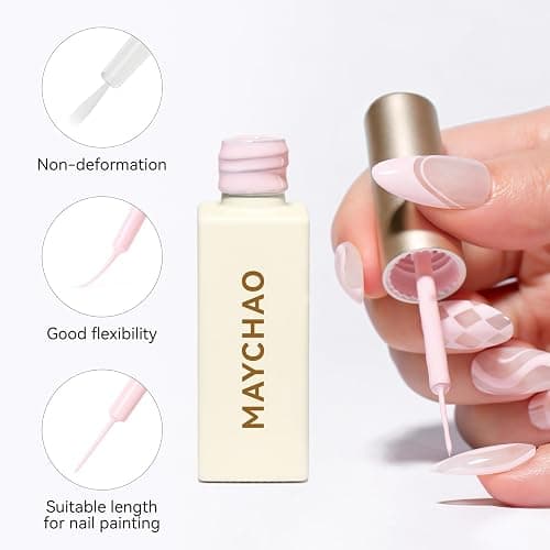 MAYCHAO Pink Gel Nail Polish Art Liner 8ml Light Pink Build in Thin Brush for Swirl/Euphoria French Tips Manicure Painting DIY at Home thumbnail 5