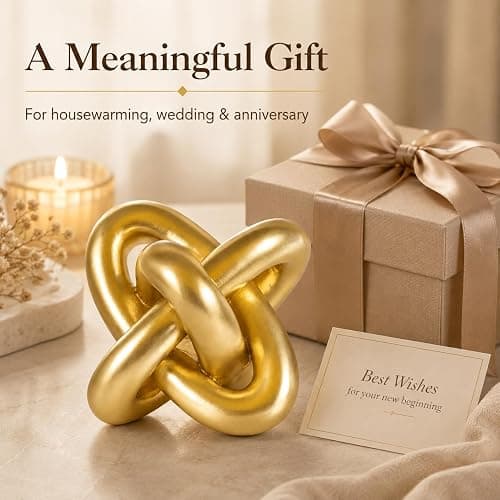 XMGZQ Gold Knot Decor for Coffee Table Book,Chain Link Living Room Decor Item for Bookshelf Entryway Nightstand TV Stand,Minimalist Knot Sculpture for Home Living Room,Centerpiece Table Decorations thumbnail 5