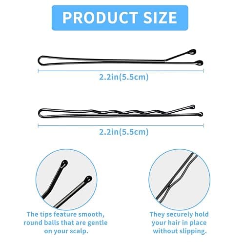 DTDNZKN 100 PCS 2.2 Inch(55 mm) Bobby Pins Black, Premium Bobby Pin For Women, Kids And Girls, Great For All Hair Types thumbnail 2