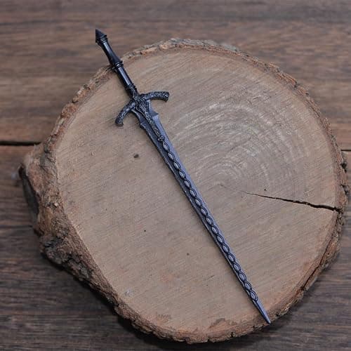 LANGHONG 2PCS Retro Viking Hair Sticks – Black Gothic Metal Sword Hair Pins for Women, Perfect for Renaissance Festivals, Halloween, Thick Hair & Updos (RLAL) thumbnail 8