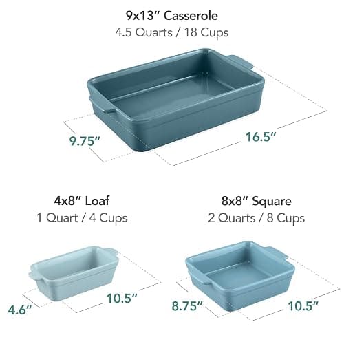 Best Choice Products Set of 3 Large Serving Trays, Party Platters and Ceramic Non-Stick Bakeware For Appetizers, Charcuterie, Snack, Dessert, Casserole, Sour Dough Bread Loaf - Cornflower Blue thumbnail 3