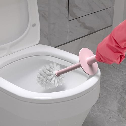 Topsky 2-Pack Closed Toilet Brush Compact Toilet Brush and Holder Plastic Round Barrel Loo Brush with Replacement Toilet Brush Head(Pink) thumbnail 8
