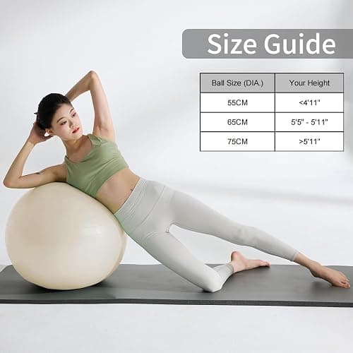 YR Exercise Ball 65cm/75cm for Stability, Pregnancy, Workout & Physical Therapy - White thumbnail 6