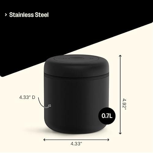 Fellow Atmos Vacuum Coffee Canister & Food Storage Container - 0.7 Liter Canister holds up to 11 oz of Coffee Beans - Airtight Food Storage Containers - Coffee Containers - 0.7 Liter - Matte Black thumbnail 3
