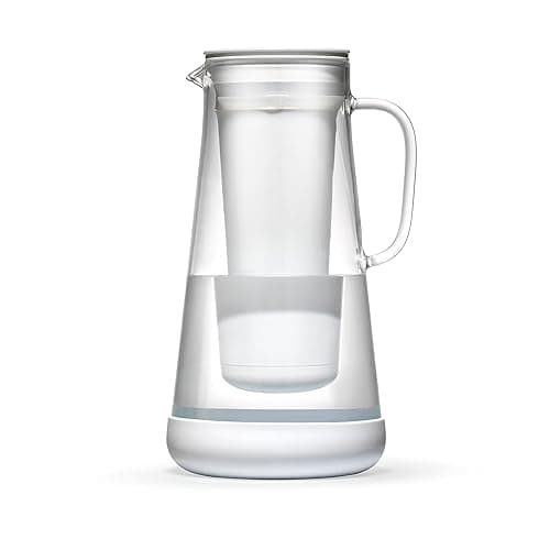 LifeStraw Home Water Pitcher, 7-Cup, White, Glass with Silicone Base, White, for Everyday Protection Against Bacteria, Parasites, Microplastics, Lead, Mercury, PFAS and a Variety of Chemicals - Image 1