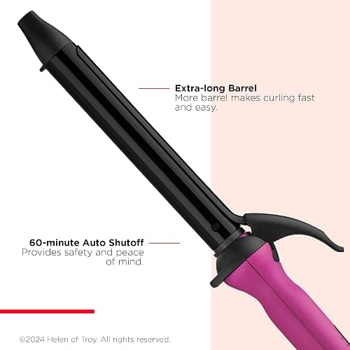 REVLON Easy Heat 1" Curling Iron with Extra-Long Barrel | Ceramic Tourmaline Barrel for More Shine, Less Damage, 5 Preset Temps by Hair Type, Dual Voltage for Travel thumbnail 3