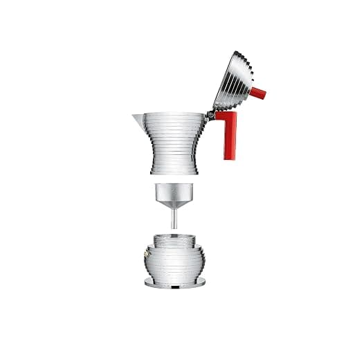 Alessi MDL02/3 R Pulcina Stove Top Espresso 3 Cup Coffee Maker in Aluminum Casting Handle And Knob in Pa, Red - 3 Cups - Red thumbnail 6