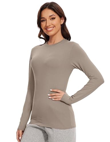 Kinglaman 5 Pack Womens Basic Long Sleeve Shirts Crew Neck Slim-Fit Tops | Compression fitted, Baselayer, Underscrub, Workout layering,Trendy 2026 clothes thumbnail 4