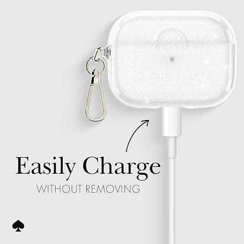 kate spade new york AirPods Pro Protective Case with Keychain Ring -That Sparkle Silver, Compatible with AirPods Pro 2nd / 1st Generation thumbnail 4