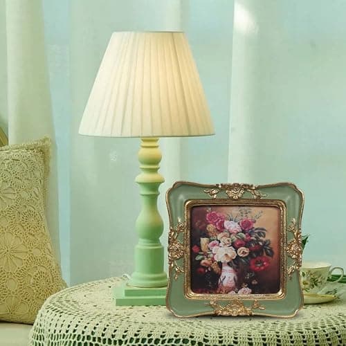 WINPLUS+ Vintage Picture frames 3x3,Luxury Antique Photo Frames With Golden Embossed Flower Furnishing, Retro Style Decor, Wall and Tabletop Display, Art Gallery (3 * 3-Green) thumbnail 2