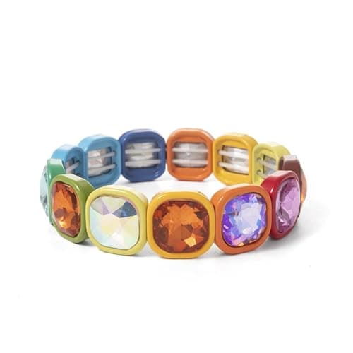 ZYEUGYXA Colorful 15mm Crystal Elastic Bracelet Enamel Stretch Rhinestone Bangle Tile Bead Bracelet For Women thumbnail 3