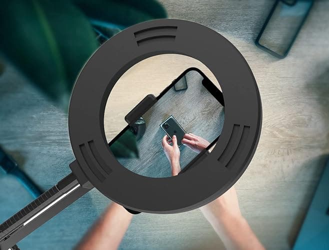 Overhead Camera Mount with Ring Light, Flexible Articulating Phone Arm Stand Compatible with iPhone, Logitech Webcam, Desk Tripod for YouTube Live Stream Cooking Nail Video Recording thumbnail 4