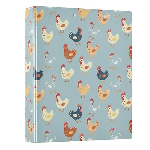 Cute Chicken 3 Ring Binder for School Office, 1.5 Inch Animal Themed Binder with Clipboard, PVC Pockets, Holds 8.5x11 Paper, Fun Binders for Students Work Supplies (1 Pack) - Image 1