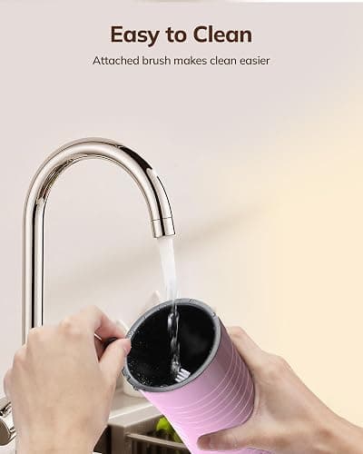 Espumador de Leche Eléctrico​4 en 1, Morpilot ​​Calentador de Leche​​ para Espuma Fría/Caliente, Ideal para Cappuccino, Latte y Leche Caliente, 240ml, Rosa thumbnail 4