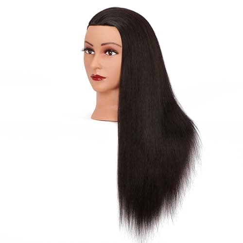 Hairginkgo Mannequin Head 26"-28" Synthetic Fiber Training Head Braiding Head Hair Styling Manikin Cosmetology Doll Head Hairdresser Training Model for Cutting Braiding Practice with Clamp 92022LB0220 - Black-2022 thumbnail 3
