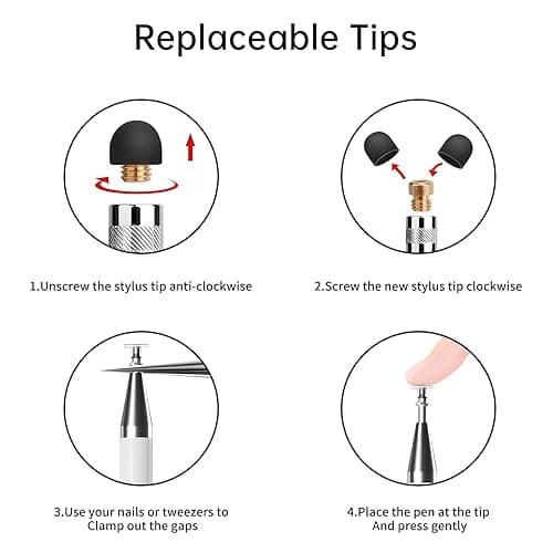 Stylus (5 Pcs), 2-in-1 Stylus Pen for Touch Screen, High Precision and Sensitivity, Suitable for iPhone/ipad/Android Tablets, Compatible with All Touch Screens (Black/White/Blue/Rose Gold/Silver) thumbnail 6