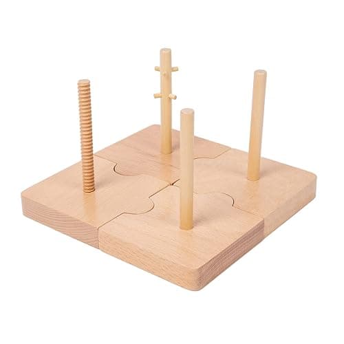 Adena Montessori 4-in-1 Shape Color Sorting Toy for Toddlers - Wooden Educational Toy With Detachable Bases, Gradients of Colors and Shapes for 12-18 Months thumbnail 7