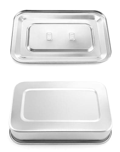QWORK Medical Stainless Steel Instrument Tray Organizer Holder with Lid and Handle Grip for Surgical Medical Dental Instruments, 9.5" x 6.3" x 2", 2 Pack thumbnail 4