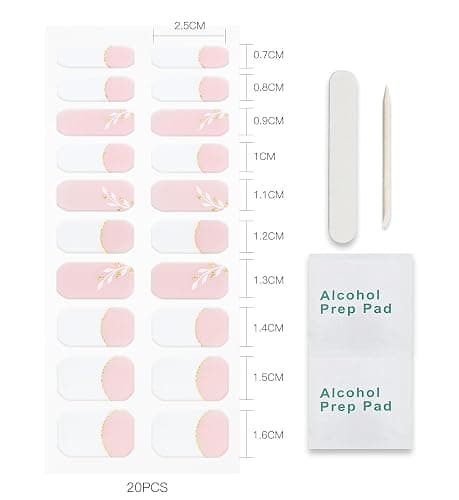 JMEOWIO Gel Nail Stickers Leaves White French Tip Semi Cured Gel Nail Strips Wraps UV/LED Nails Art Design Decoration Accessories thumbnail 6