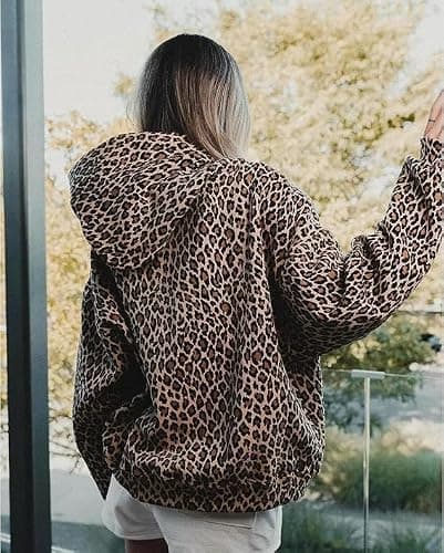 Ckuea Y2k Cheetah Print Hoodie Pullover Vintage Leopard Print Hoodie Aesthetic Sweatshirt Trendy Graphic Streetwear Hoodies thumbnail 6