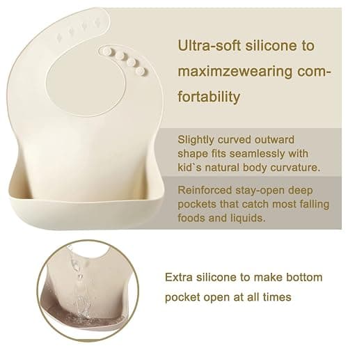 PandaEar Silicone Baby Bib for Girls Boys| Adjustable Waterproof Silicone Bibs for Babies & Toddlers with Large Pocket Food Catcher, BPA Free Soft Durable thumbnail 4