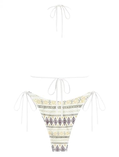 ZAFUL Women's Bikini Sets Beads Triangle Swimsuits 2 Piece String High Cut Cheeky Bathing Suits thumbnail 7